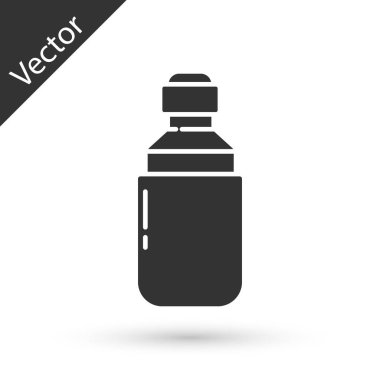 Gri Tıbbi marihuana ya da kenevir yaprağı zeytinyağı damlası ikonu beyaz arka planda izole edilmiş. Esrar özütü. Kenevir sembolü. Vektör İllüstrasyonu.