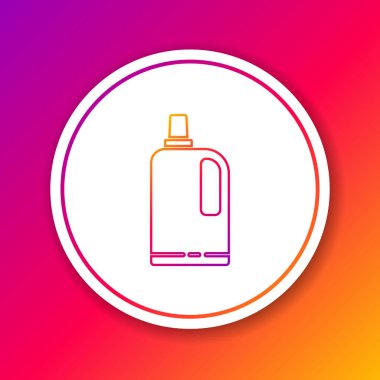 Renk çizgisi yumuşatıcı simgesi renk arkaplanında izole edildi. Sıvı çamaşır deterjanı, saç kremi, temizlik maddesi, çamaşır suyu. Çember beyaz düğme. Vektör İllüstrasyonu.