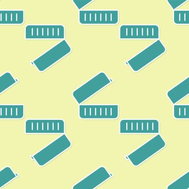 Yeşil Beslenme Kutusu simgesi sarı arkaplandaki kusursuz deseni izole etti. Vektör İllüstrasyonu.