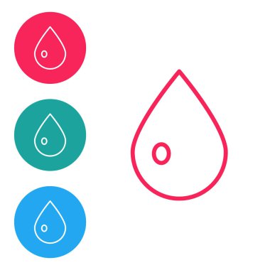 Kırmızı çizgi Su bırakma simgesi beyaz arkaplanda izole edildi. Simgeleri daire düğmelerine ayır. Vektör İllüstrasyonu.