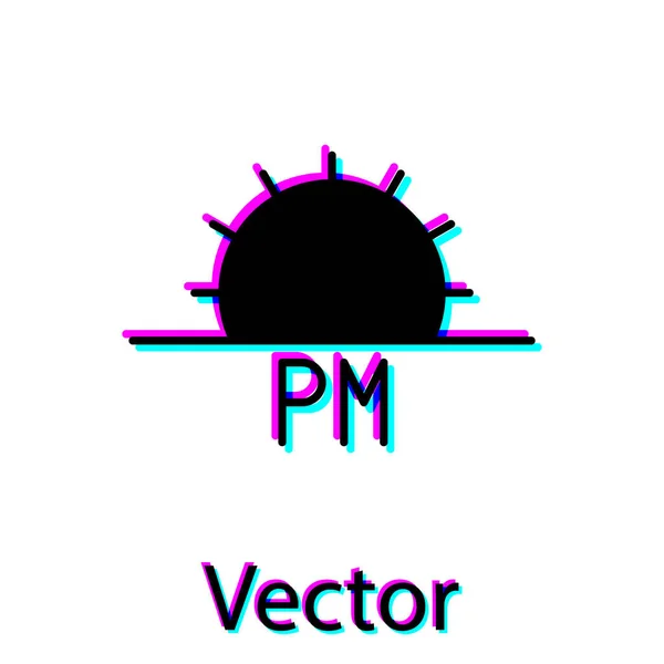 Schwarzes Sonnenuntergang Symbol Isoliert Auf Weißem Hintergrund Vektorillustration — Stockvektor
