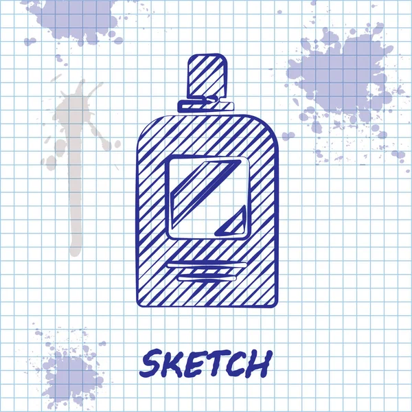 Sketch Line Bottle Shampoo Icon Isolated White Background Vector Illustration — Stock vektor