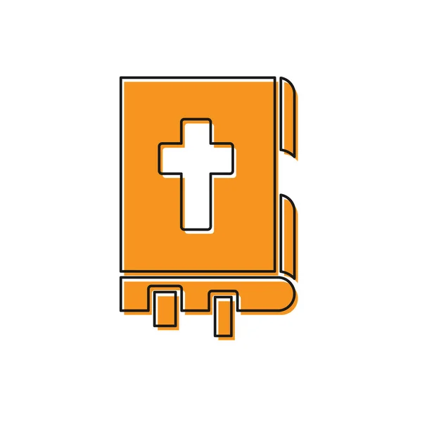 Libro Biblia Orange Holy Icono Aislado Sobre Fondo Blanco Ilustración — Vector de stock