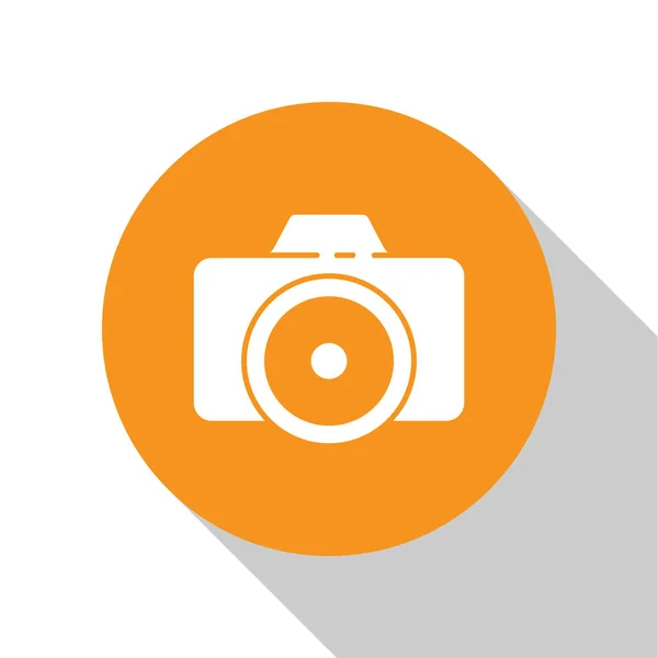 Піктограма Фотоапарата Білого Кольору Ізольована Білому Тлі Піктограма Фотоапарата Кнопка — стоковий вектор