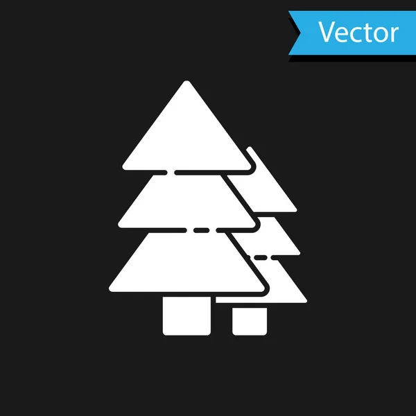 Иконка Белое Дерево Выделена Черном Фоне Символ Леса Векторная Миграция — стоковый вектор