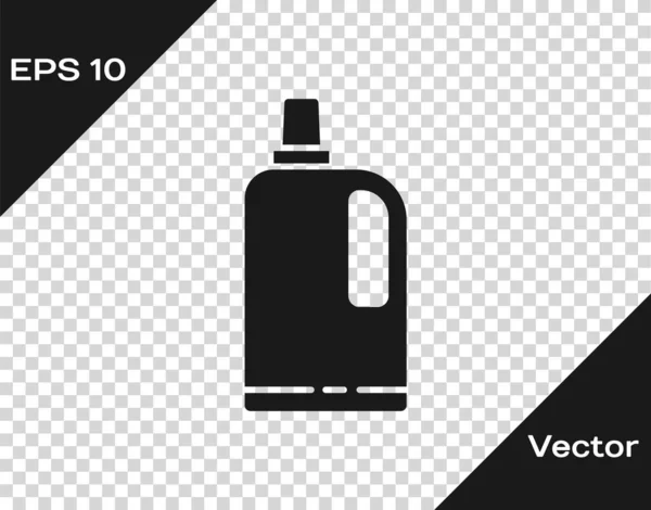 Icono Suavizante Tela Negra Aislado Sobre Fondo Transparente Detergente Líquido — Vector de stock