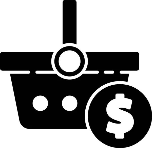 Svart Kundvagn Och Dollar Symbol Ikon Isolerad Vit Bakgrund Nätköpskoncept — Stock vektor