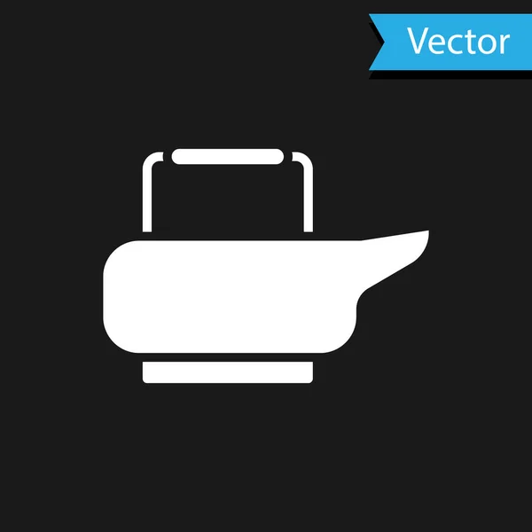 Icono Bedpan Blanco Aislado Sobre Fondo Negro Aseo Para Pacientes — Vector de stock