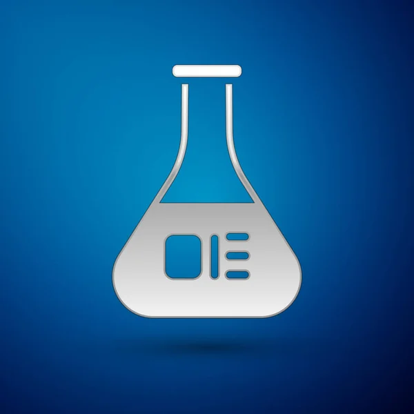 Silbernes Reagenzglas Und Kolben Chemischen Labortest Symbol Isoliert Auf Blauem — Stockvektor