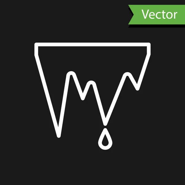 Ligne Blanche Icône Glace Isolée Sur Fond Noir Stalactite Pointes — Image vectorielle