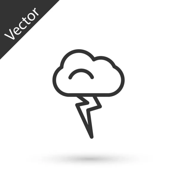 Grey Line Storm Icon Isolated White Background Cloud Lightning Sign — Stock Vector