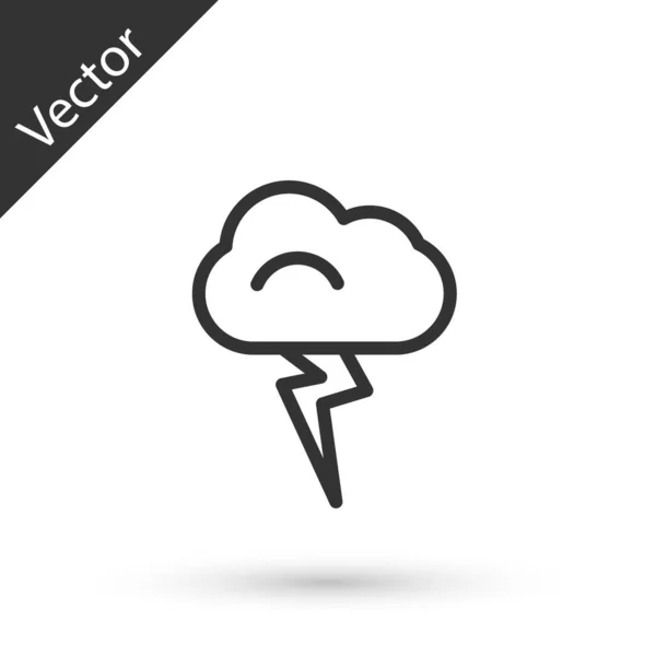 Icono Tormenta Línea Gris Aislado Sobre Fondo Blanco Nube Relámpago — Archivo Imágenes Vectoriales