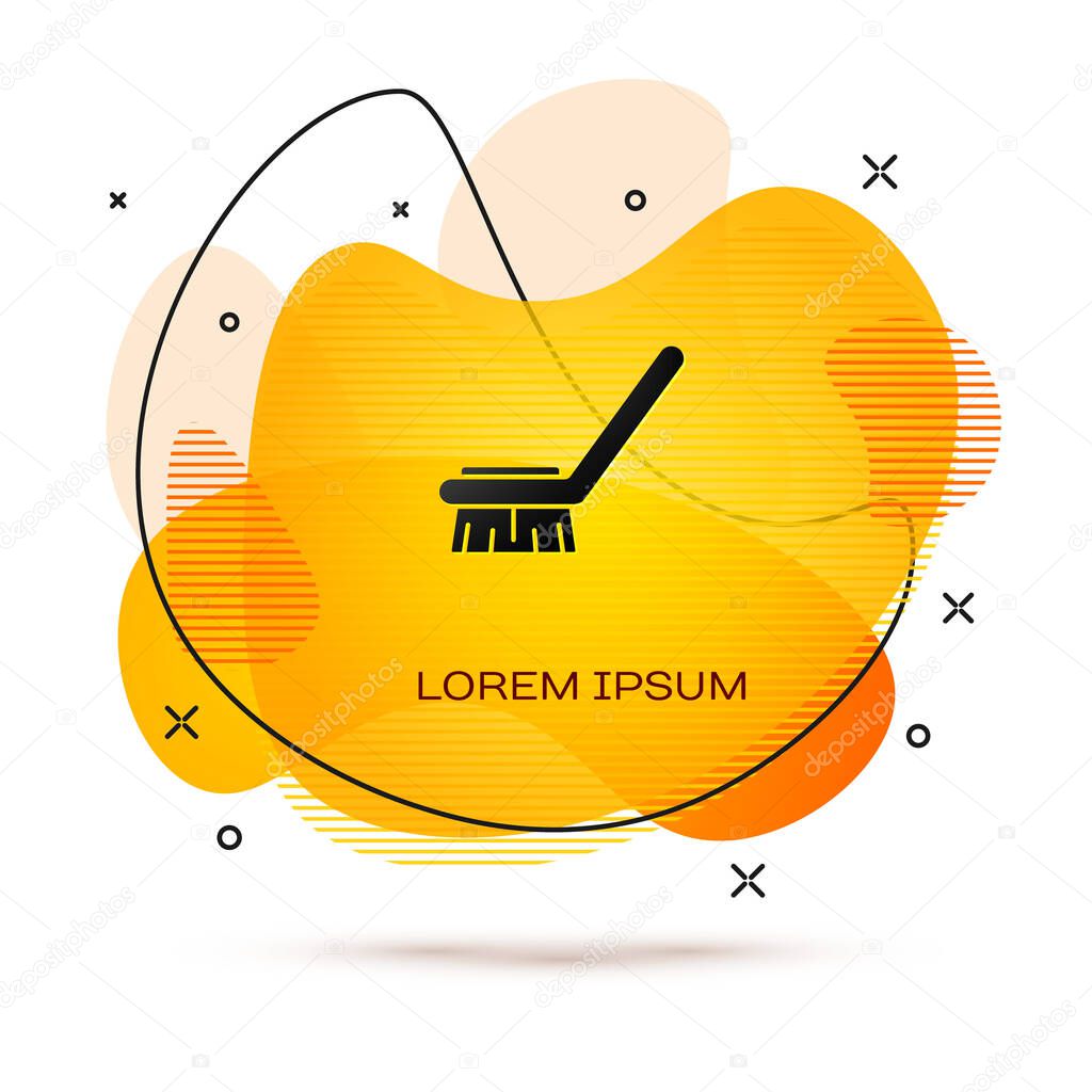 Black Brush for cleaning icon isolated on white background. Cleaning service concept. Abstract banner with liquid shapes. Vector Illustration.