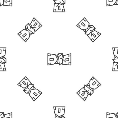 Gri çizgi buruşmuş kağıt para nakit ikonu beyaz arka planda izole edilmiş pürüzsüz desen. Para desteleri. Para birimi. Vektör İllüstrasyonu.