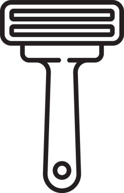 Beyaz arkaplanda siyah çizgi traş makinesi simgesi izole edildi. Vektör İllüstrasyonu.