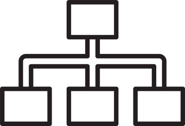Siyah çizgi İş hiyerarşisi organogram grafik infographics simgesi beyaz arka plan üzerinde izole. Kurumsal organizasyon yapısı grafik elemanları. Vektör İllüstrasyonu.