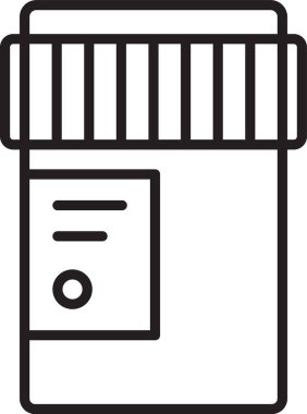 Esrar ya da kenevir yaprağı ikonlu siyah çizgi tıbbi şişe beyaz arka planda izole. Kavanozlardaki kenevir yağı özlerini taklit et. Vektör İllüstrasyonu.