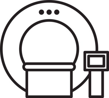 Siyah çizgi tomografi simgesi beyaz arkaplanda izole edildi. Tıbbi tarayıcı, radyasyon. Teşhis, radyoloji, manyetik rezonans terapisi. Vektör İllüstrasyonu.