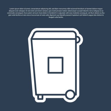 Mavi çizgi Çöp kutusu simgesi mavi arkaplanda izole edildi. Çöp kutusu tabelası. Sepet simgesini geri dönüştür. Ofis çöpü ikonu. Vektör İllüstrasyonu.