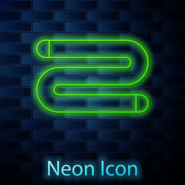 Leuchtende Neon Linie Handtuch Symbol Isoliert Auf Backsteinwand Hintergrund Vektorillustration — Stockvektor