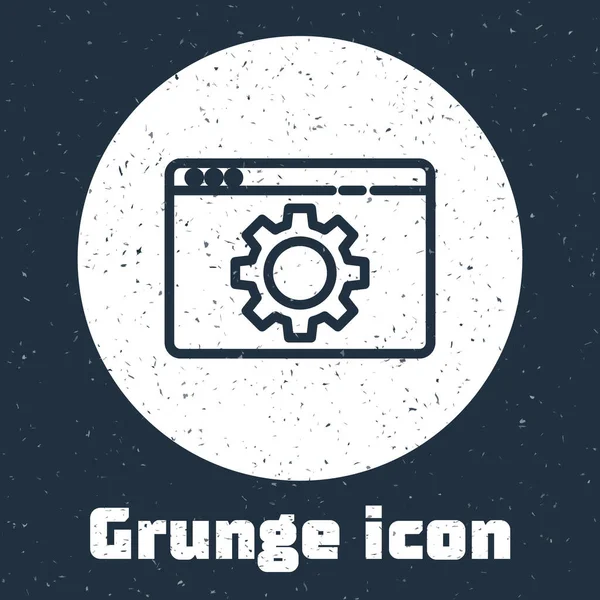 Grunge Line Browser Setting Symbol Isoliert Auf Grauem Hintergrund Anpassung — Stockvektor