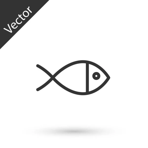 Linha Cinza Ícone Símbolo Peixe Cristão Isolado Fundo Branco Símbolo — Vetor de Stock