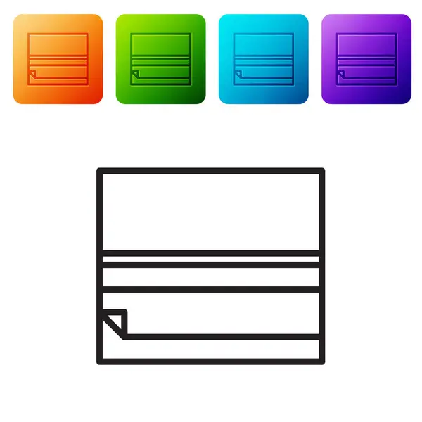 黒い線白い背景に分離された圧延紙のアイコン カラースクエアボタンにアイコンを設定します ベクターイラスト — ストックベクタ