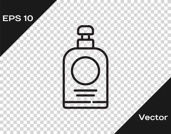 Línea Negra Icono Botella Desinfectante Mano Aislado Sobre Fondo Transparente — Vector de stock