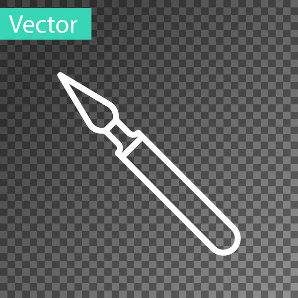 Белая линия Медицинская хирургия скальпель инструмент значок изолирован на прозрачном фоне. Медицинский инструмент. Векторная миграция
.