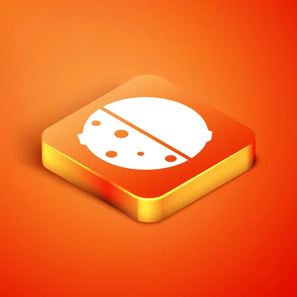 Izometrické Zatmění Slunce Ikony Izolované Oranžovém Pozadí Úplné Zatmění Sonaru — Stockový vektor