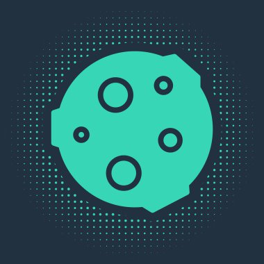 Mavi arkaplanda yeşil ay simgesi izole edildi. Soyut çember rastgele noktalar. Vektör İllüstrasyonu