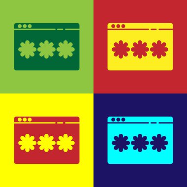 Pop Art Parola Koruması ve güvenlik erişim simgesi renk arkaplanında izole edildi. Güvenlik, güvenlik, koruma, gizlilik kavramı. Vektör İllüstrasyonu