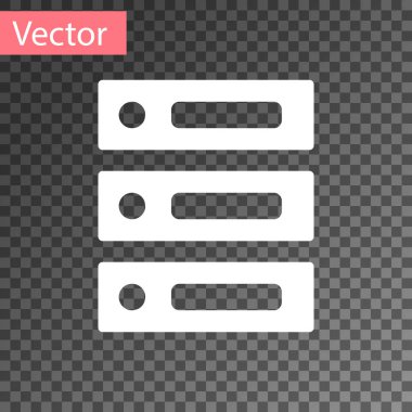 Beyaz Sunucu, Data, Web Sunucu simgesi şeffaf arkaplanda izole edildi. Vektör İllüstrasyonu