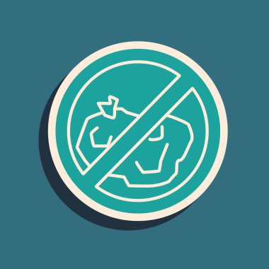 Yeşil Arkaplanda çöp simgesi yok. Uzun gölge tarzı. Vektör İllüstrasyonu