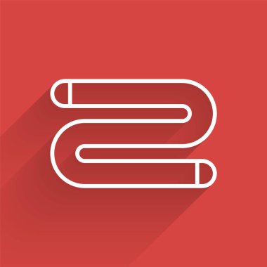 Beyaz çizgi Havlu simgesi uzun gölgeli izole edilmiş. Vektör İllüstrasyonu