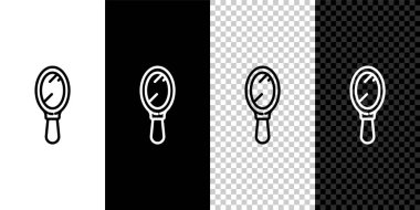 El aynası simgesini siyah beyaz arkaplanda ayır. Vektör İllüstrasyonu