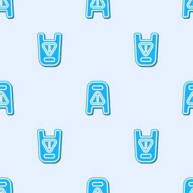 Mavi çizgi ıslak zemin ve temizlik ikonu gri zeminde izole edilmiş pürüzsüz desen. Temizlik hizmeti konsepti. Vektör İllüstrasyonu