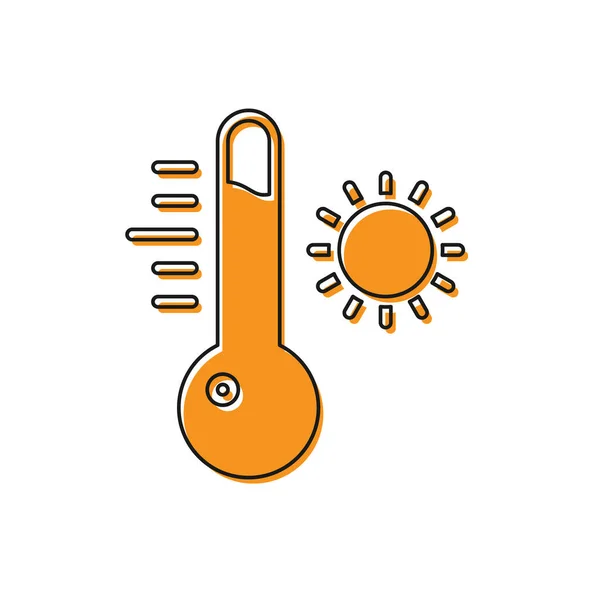 Oranje Meteorologie Thermometer Meten Pictogram Geïsoleerd Witte Achtergrond Thermometer Apparatuur — Stockvector