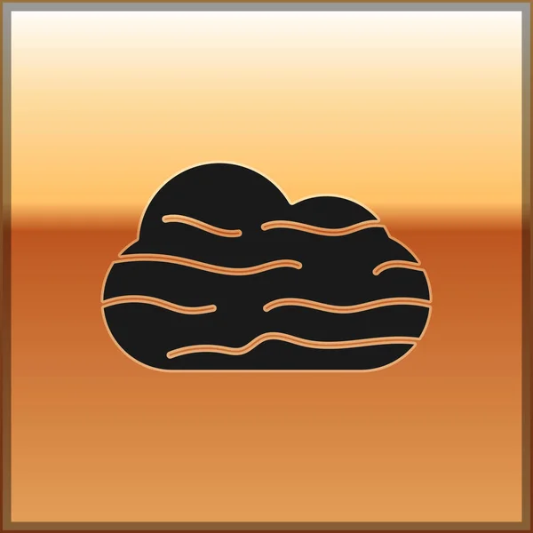 Nebbia Nera Icona Nuvola Isolata Sfondo Oro Illustrazione Vettoriale — Vettoriale Stock