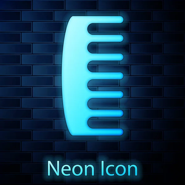 Λαμπερό Neon Hairbrush Εικονίδιο Απομονώνονται Τούβλο Τοίχο Φόντο Πινακίδα Μαλλιών — Διανυσματικό Αρχείο