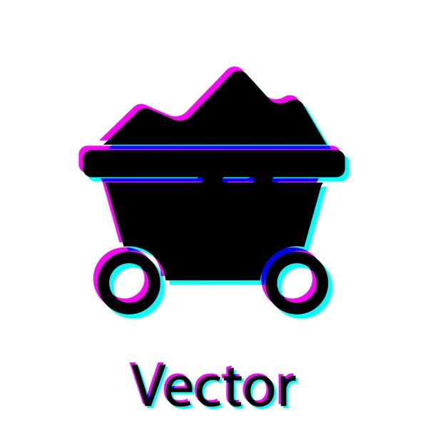 Black Coal Mine Trolley Icon Isolated White Background Factory Coal — Stock Vector