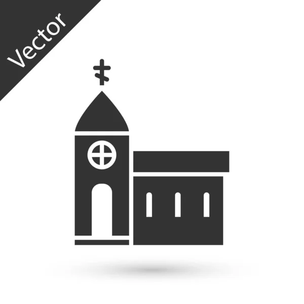 Ícone Construção Igreja Cinzenta Isolado Fundo Branco Igreja Cristã Religião — Vetor de Stock