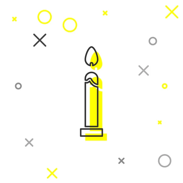 Иконка Горящей Свечи Белом Фоне Цилиндрическая Свеча Горящим Пламенем Векторная — стоковый вектор