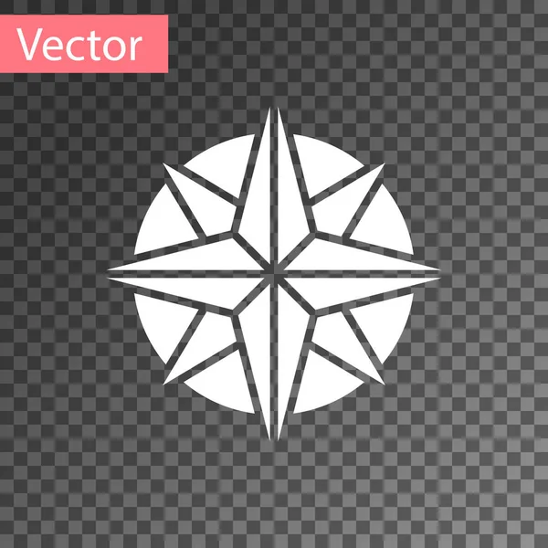 Weiße Windrose Symbol Isoliert Auf Transparentem Hintergrund Kompass Symbol Für — Stockvektor