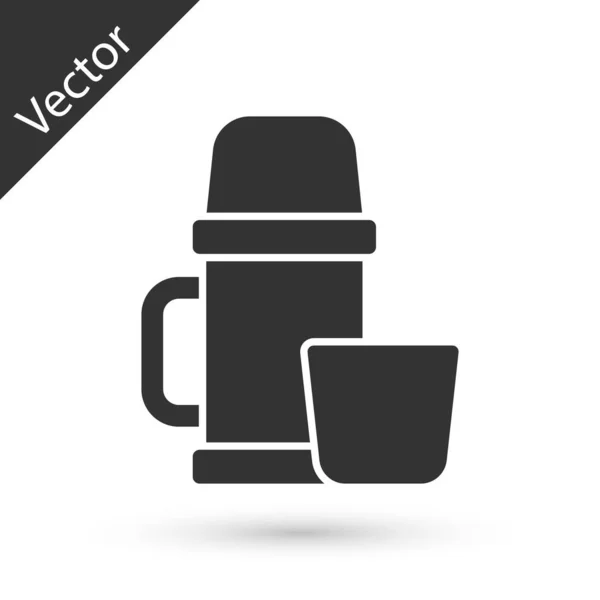 Contenedor Termo Gris Icono Copa Aislados Sobre Fondo Blanco Icono — Vector de stock