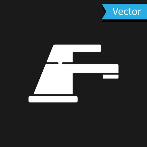 Bílá Voda Kohoutek Ikona Izolované Černém Pozadí Vektorová Ilustrace — Stockový vektor