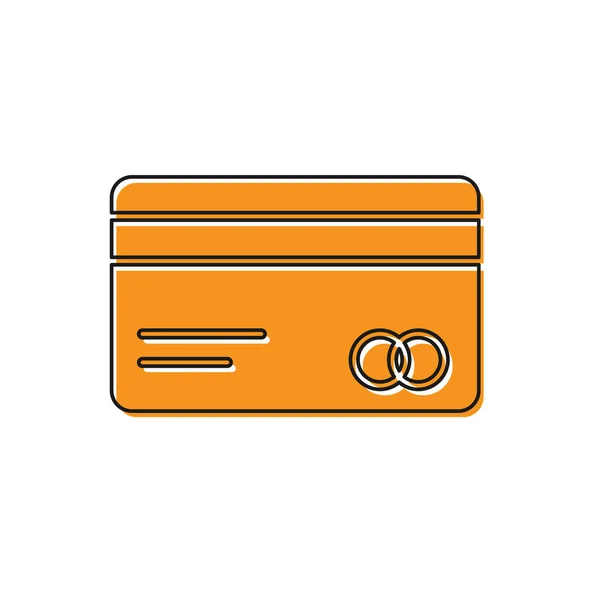オレンジクレジットカードのアイコンは白い背景に隔離されています オンライン決済 現金引き出し 金融業務 買い物のサインだ ベクターイラスト — ストックベクタ