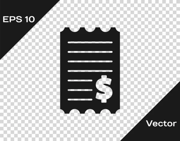 Schwarzer Papierscheck Und Finanzscheck Symbol Isoliert Auf Transparentem Hintergrund Papierscheck — Stockvektor