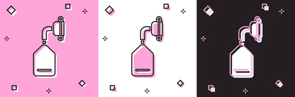 Set Medical Oxygen Mask Icon Isolated Pink White Black Background — Stock Vector