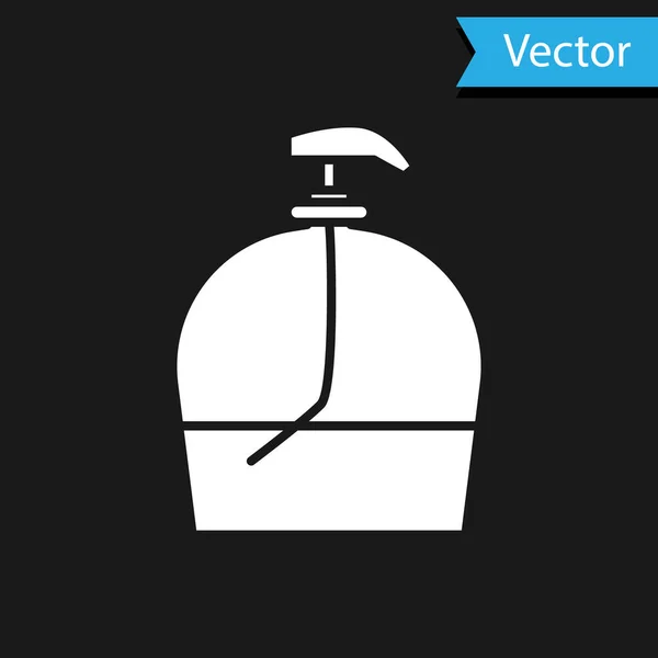 White Bottle Liquid Antibacterial Soap Dispenser Icon Isolated Black Background — Stock Vector